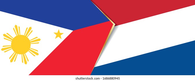 Philippines and Netherlands flags, two vector flags symbol of relationship or confrontation.