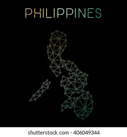 Philippines network map. Abstract polygonal map design. Network connections vector illustration.