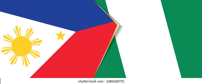 Philippines and Nigeria flags, two vector flags symbol of relationship or confrontation.