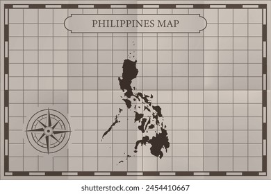 Philippines old classic country map. Vintage antique map paper style.