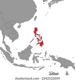 Philippines on world map. Vector illustration.