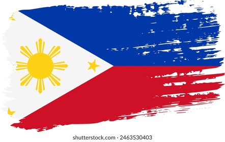 Philippines in peacetime flag, wide brush stroke on transparent background, vector.
