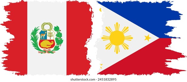 Philippines and Peru grunge flags connection, vector