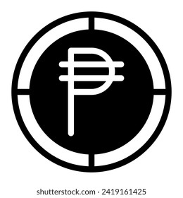 philippines peso flat icon. Vector style is flat iconic symbol, black color, white background.