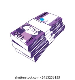 Philippines Peso Money Stack Vector. Vector Illustration of Philippines Peso Bunch