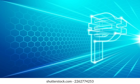 Philippines Peso (PHP) Futuristic Hologram Neon Glow Perspective View National Currency Sign Symbol Fast Transaction Exchange Speed Hologram Design Backdrop Background Illustration