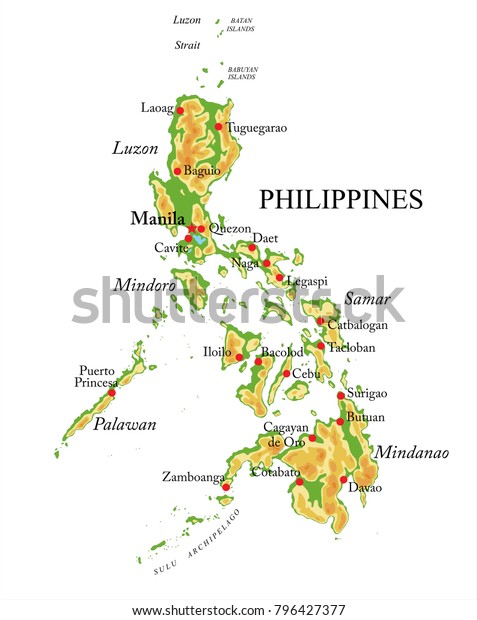 Philippines Physical Map Stock Vector (Royalty Free) 796427377