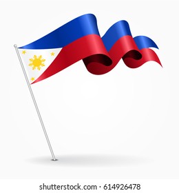 Philippines pin icon wavy flag. Vector illustration.