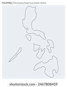 Philippines plain country map. Low Details. Outline style. Shape of Philippines. Vector illustration.