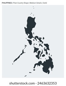 Philippines plain country map. Medium Details. Solid style. Shape of Philippines. Vector illustration.