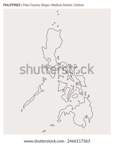 Philippines plain country map. Medium Details. Outline style. Shape of Philippines. Vector illustration.