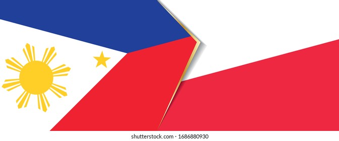 Philippines and Poland flags, two vector flags symbol of relationship or confrontation.