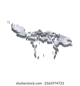 Philippines political map of administrative divisions - regions. 3D isometric blank vector map in shades of grey.