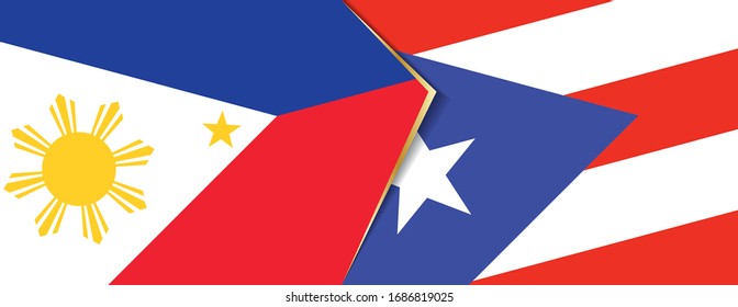 Philippines and Puerto Rico flags, two vector flags symbol of relationship or confrontation.
