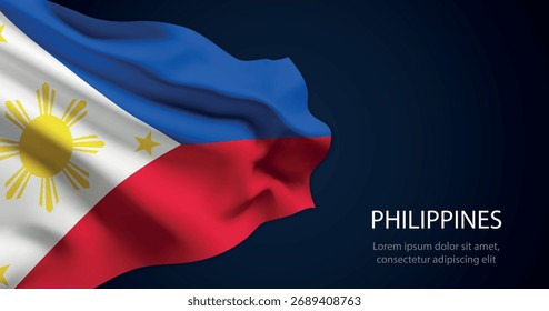 Filipinas bandeira realista ondulação com textura de seda suave e iluminação dramática