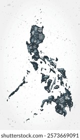 Philippines regions word clouds. Country shape on textured background. Philippines design in typographic style. Awesome vector illustration.
