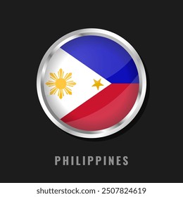 Philippines round framed national flag. Circular glossy flag of Philippines.