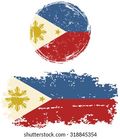 Philippines round and square grunge flags. Vector illustration. Grunge effect can be cleaned easily. 