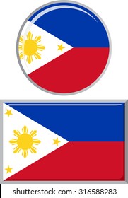 Philippines round and square icon flag. Vector illustration Eps 8.
