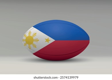 Philippines rugby ball featuring the national flag design on a gray background