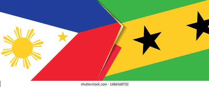 Philippines and Sao Tome and Principe flags, two vector flags symbol of relationship or confrontation.