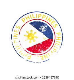 Philippines sign, vintage grunge imprint with flag isolated on white