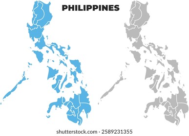 Philippines simple maps flat illustration
