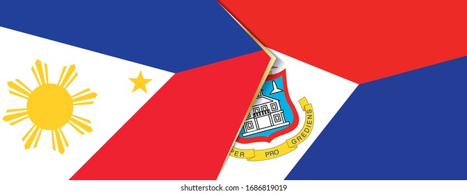 Philippines and Sint Maarten flags, two vector flags symbol of relationship or confrontation.