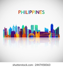 Philippines skyline silhouette in colorful geometric style. Symbol for your design. Vector illustration.