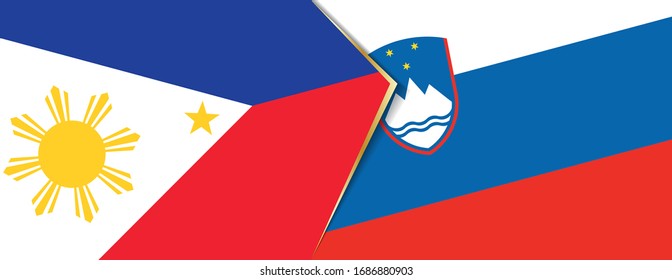 Filipinas y Eslovenia banderas, dos vectores símbolo de relación o confrontación.