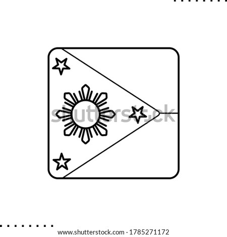 Philippines square flag vector icon in outlines 