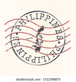 Philippines Stamp Postal. Map Silhouette Seal. Passport Round Design. Vector Icon. Design Retro Travel.
