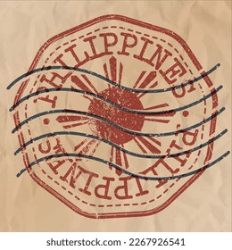 Philippines Stamp Travel Passport. Design Retro Symbol Country. Old Vintage Postmark.