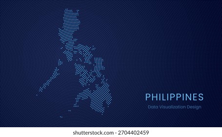 Filipinas estilizó el mapa punteado en el moderno concepto de visualización de tecnología de datos circular.