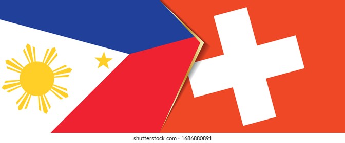 Philippines and Switzerland flags, two vector flags symbol of relationship or confrontation.