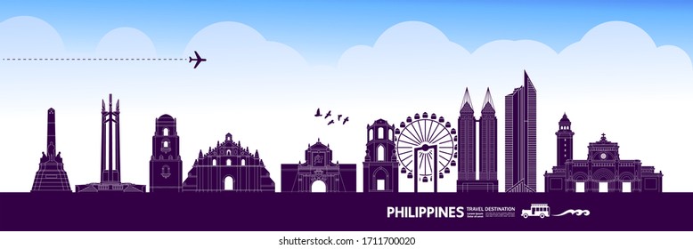 Philippines travel destination grand vector illustration. 