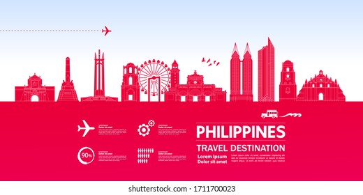 Philippines travel destination grand vector illustration. 