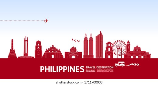 Philippines travel destination grand vector illustration. 