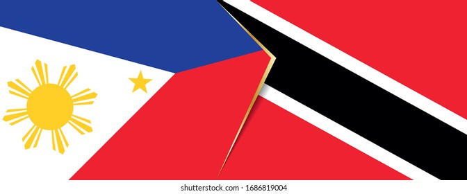 Filipinas y Trinidad y Tobago banderas, dos vectoriales símbolo de relación o confrontación.