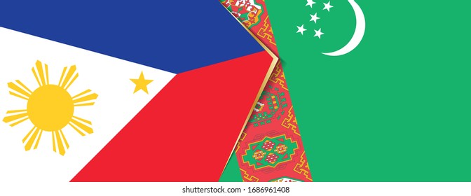 Philippines and Turkmenistan flags, two vector flags symbol of relationship or confrontation.