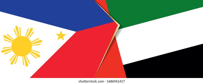 Philippines and United Arab Emirates flags, two vector flags symbol of relationship or confrontation.