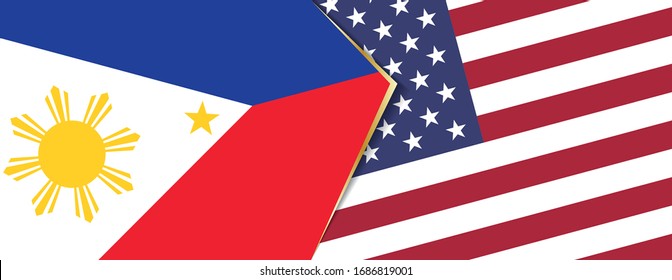 Philippines and USA flags, two vector flags symbol of relationship or confrontation.