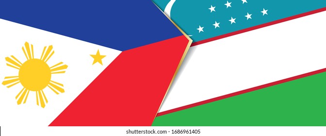 Filipinas y Uzbekistán banderas, dos vectores símbolo de relación o confrontación.