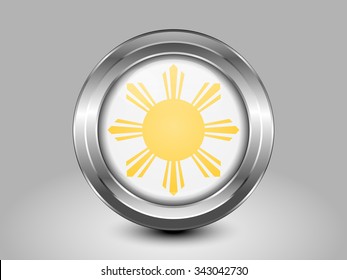 Philippines Variant Flag. Metal Round Icons. This is File from the Collection Asian Flags