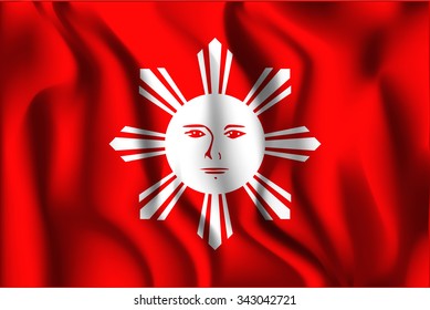 Philippines Variant Flag. Rectangular Shape Icon with Wavy Effect