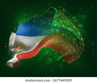Philippines, vector 3d flag on green background