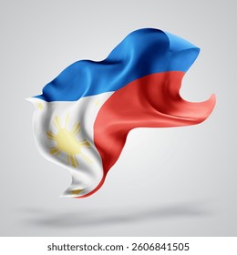 Philippines, vector 3d flag with waves on a white background