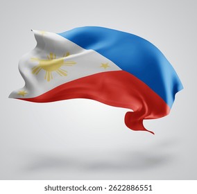 Philippines, vector 3d flag with waves on a white background