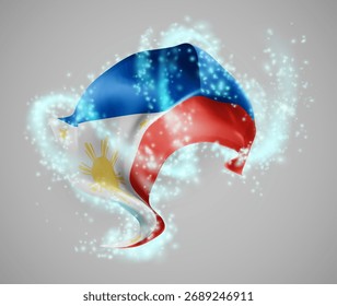 Filipinas, bandera de Vector 3d en un torbellino de brillo mágico