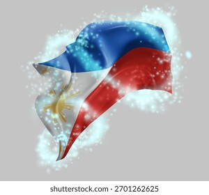 Filipinas, bandera de Vector 3d en un torbellino de brillo mágico